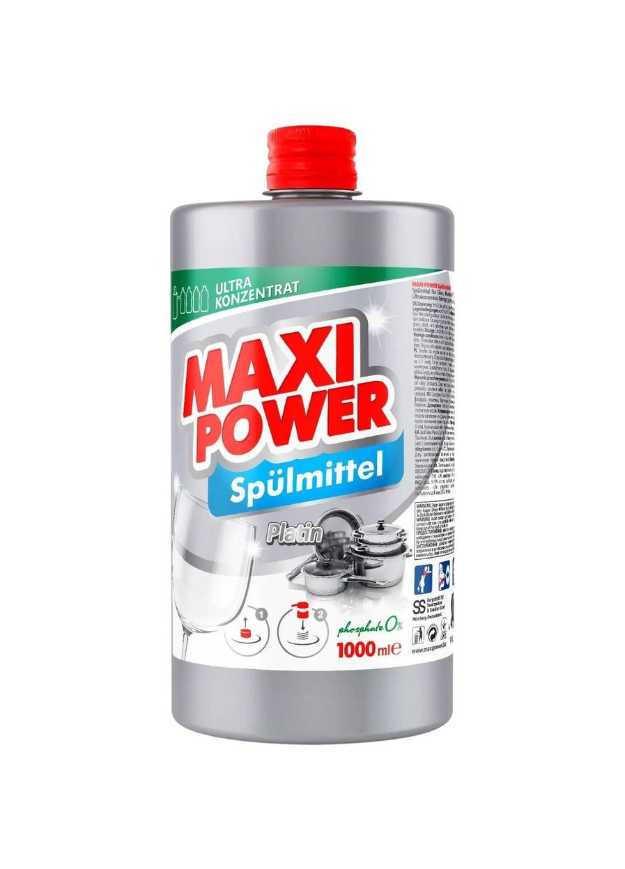 Средство для мытья посуды Платинум, запаска, 1л Maxi Power (328397420)