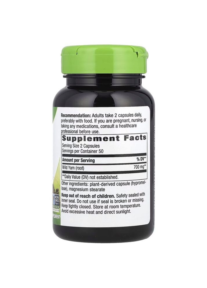Натуральна добавка Wild Yam Root, 100 вегакапсул Nature's Way (324420999)