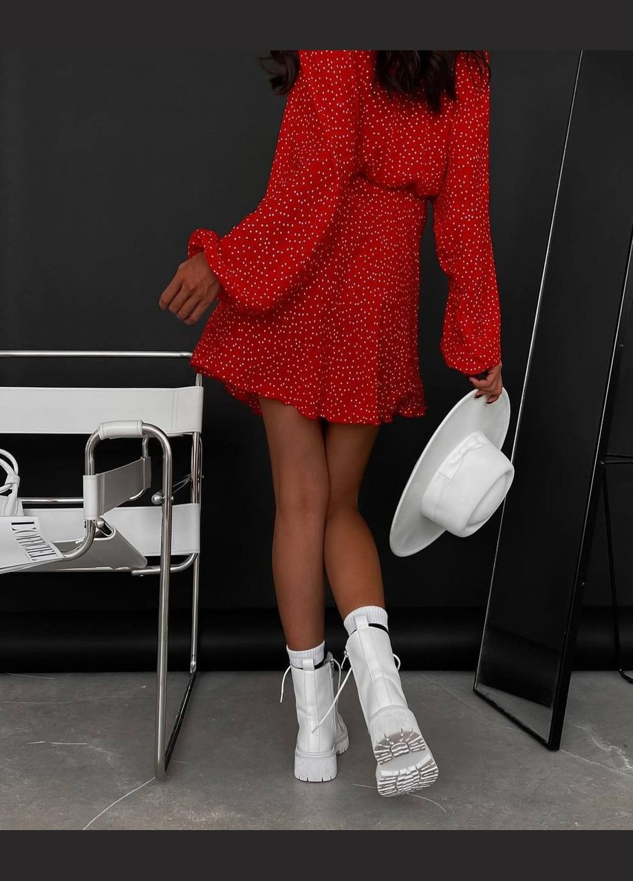 Червона повсякденний, коктейльна, вечірня, кежуал жіноча сукня No Brand в горошок