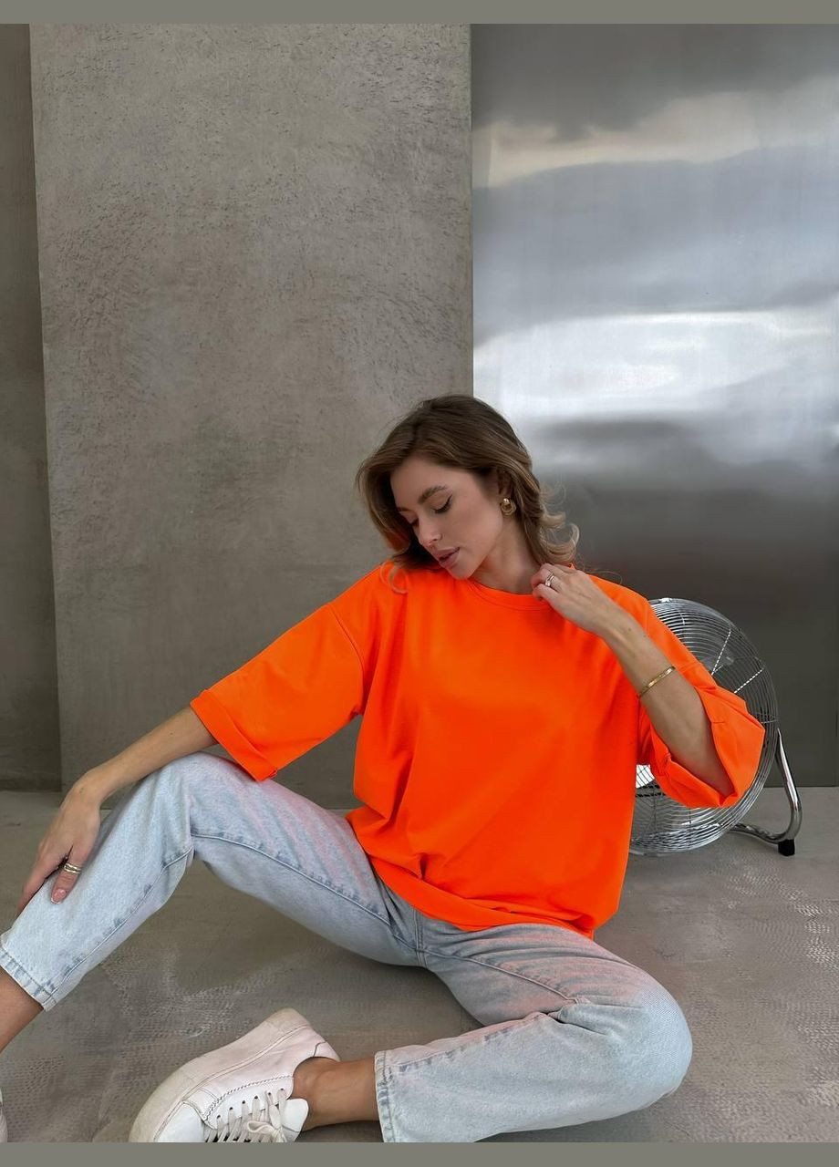 Женская футболка - оверсайз базовая в ярком цвете плотная JUGO STYLE № 268 - (299150180)