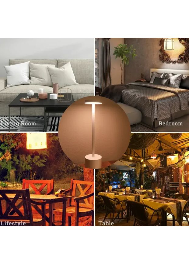 Светодиодная сенсорная лампа на аккумуляторе, три цветовые температуры 34.4 см золото Jeep (363833019)