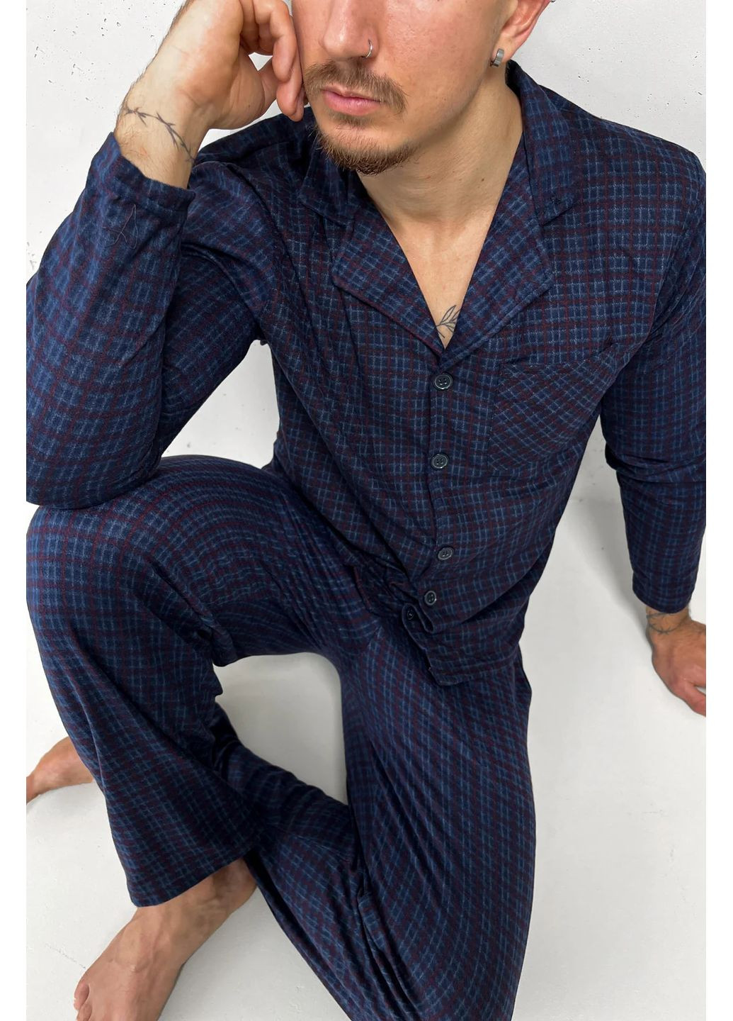 Байкова чоловіча піжама Pijamoni 6400-7 blue (366197456)