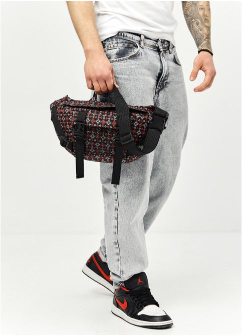 Большая тканевая мужская поясная сумка бананка Черная с принтом (1010038721) Sambag (360965672)