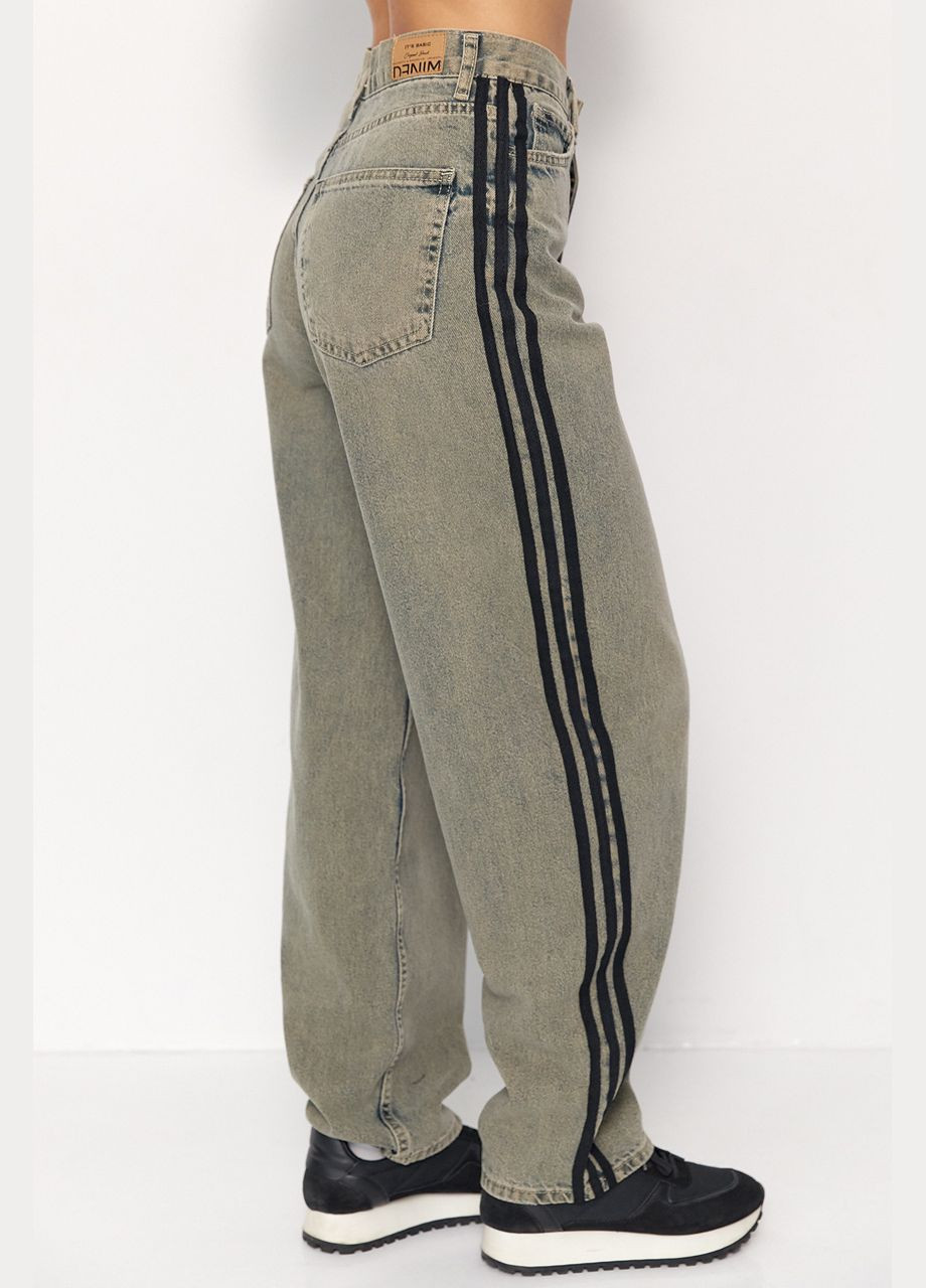 Широкі джинси з лампасами Lurex - (312383284)