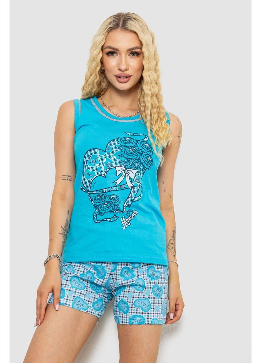 Бірюзова всесезон піжама жіноча, колір бірюзовий, 243r03674 Ager