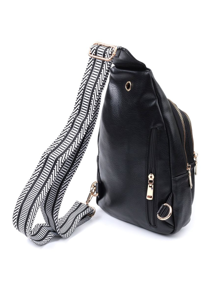 Интересная женская сумка с одной лямкой через плечо из экокожи 22759 Черный Vintage (331910840)