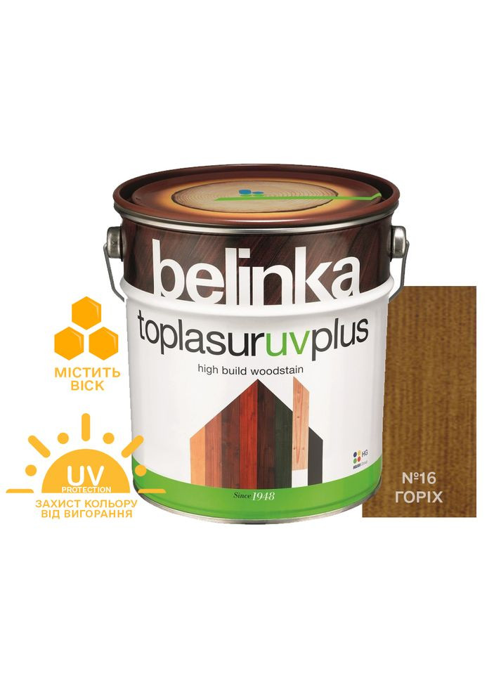 Фарба-лазур для дерева TopLasur UV+ №16 горіх напівглянець 5 л Belinka (361433292)