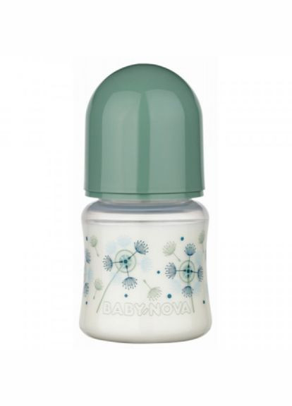 Пляшечка для годування Baby-Nova декор, з широким горлечком, 150 мл, зелений (268140090)