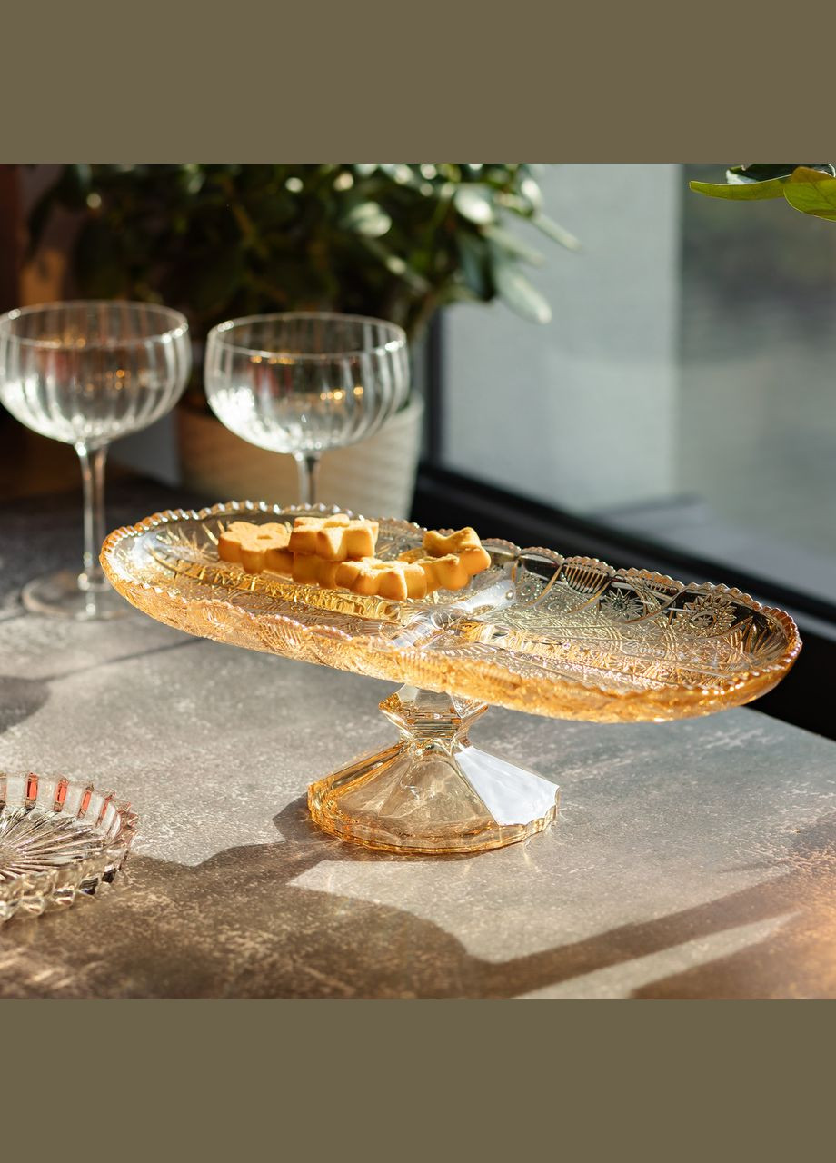 Фруктовая стеклянная на ножке 33.5х15х10.5 см овальная ваза для фруктов Yiwu (322654141)