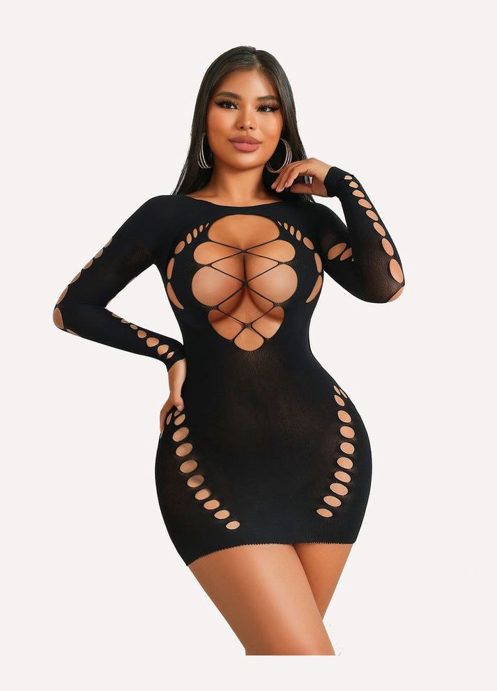 Чорна відвертий плаття еротичне julie сіткою з спокусливими вирізами глибоке декольте No Brand однотонна
