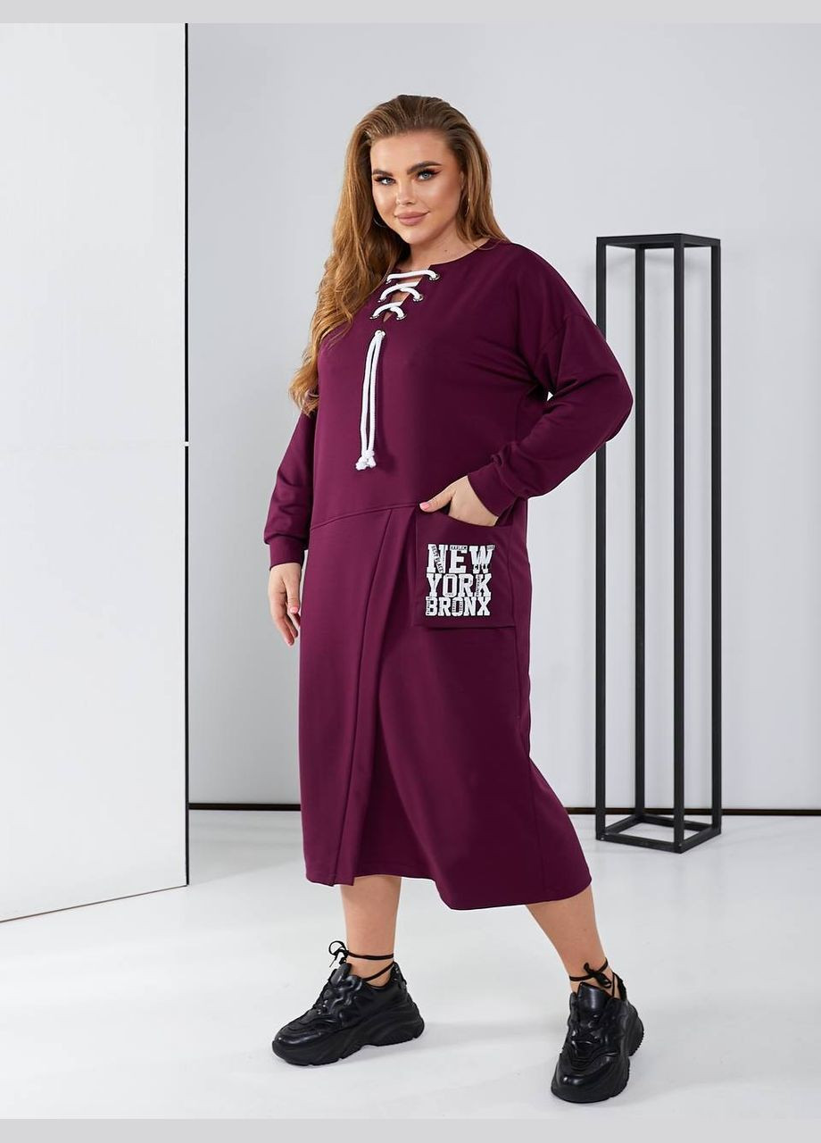 Бордовое женское платье в спортивном стиле цвет винный р.48/50 450410 New Trend