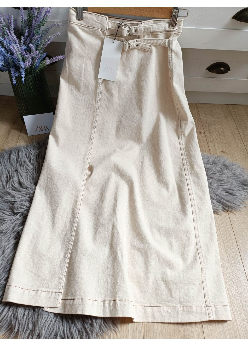 Бежевая джинсовая юбка z1975 меди с запахом Zara