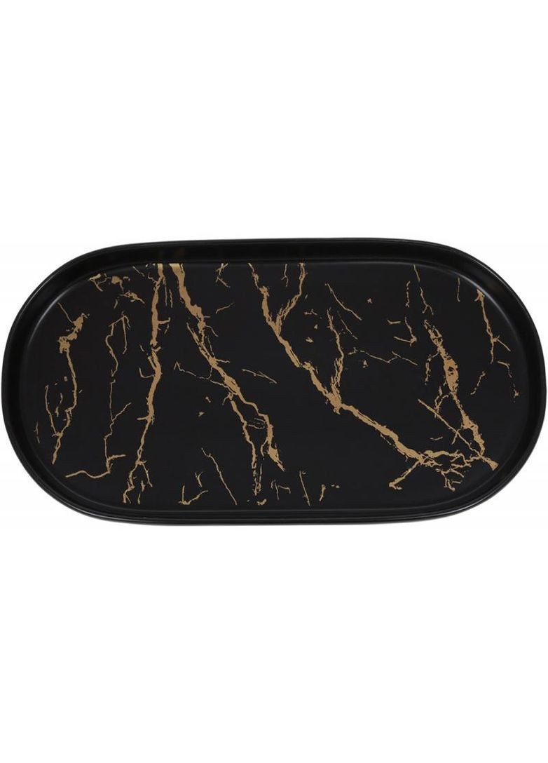 Блюдо порцелянове "Мармурова Розкіш" овальне 30х16.5х2.5см, чорний із золотом Bona (365248080)