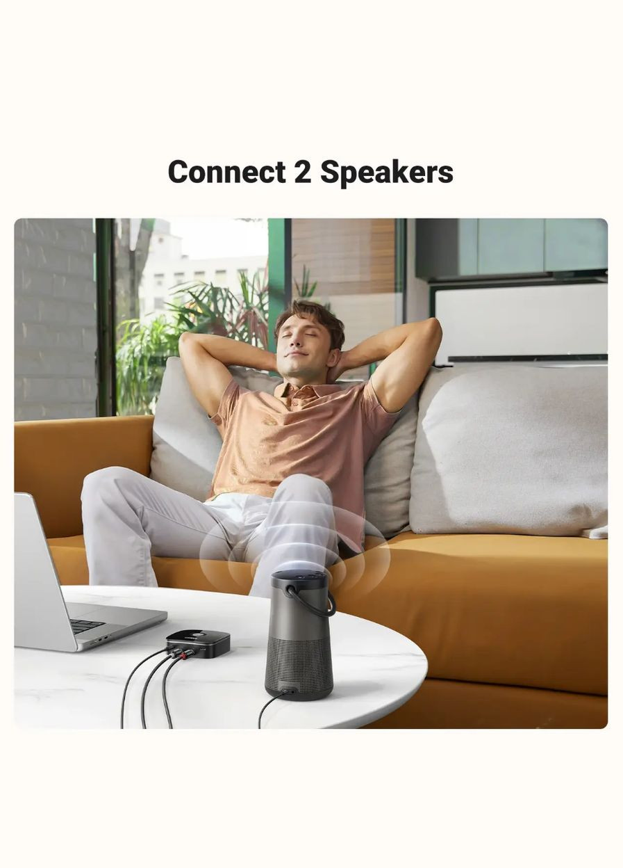 Bluetooth-адаптер CM123 Bluetooth 5.3 HiFi аудио AUX приемник 2RCA 3.5 mm Аккумулятор 8ч (30445) Ugreen (302245143)