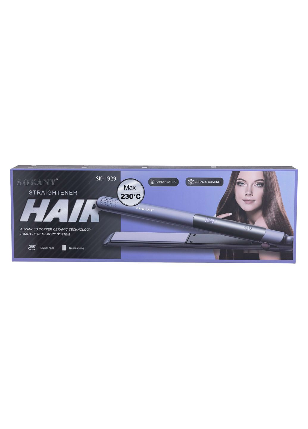 Утюжок для волосся SK-1929 з кеамічним покриттям Sokany (328604089)