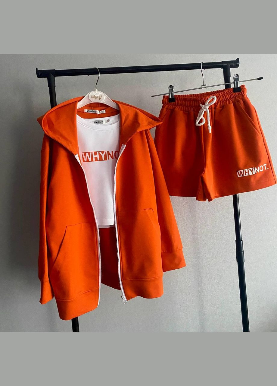 Помаранчевий літній костюм 3-ка "whynot." трійка, з шортами IRmAS оверсайз