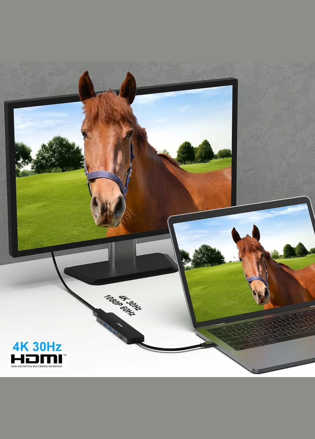 Usb хаб переходник Type-C на USB адаптер 7в1 разветвитель 3хUSB 3.0 HDMI картридер SD TF Type-C PD для зарядки No Brand (332796375)