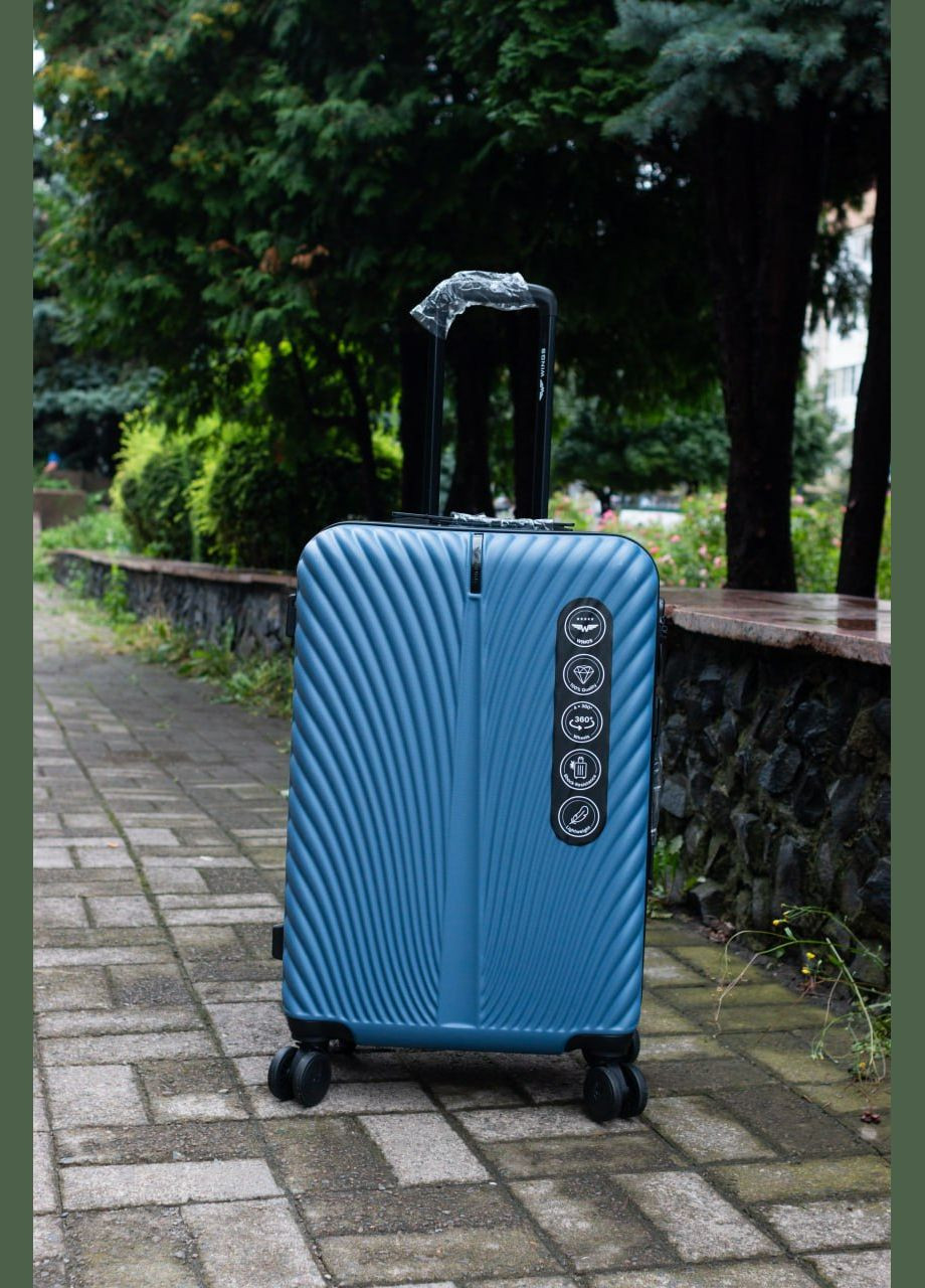 Валіза пластикова середня M, колір синій Wings 120 (324423736)