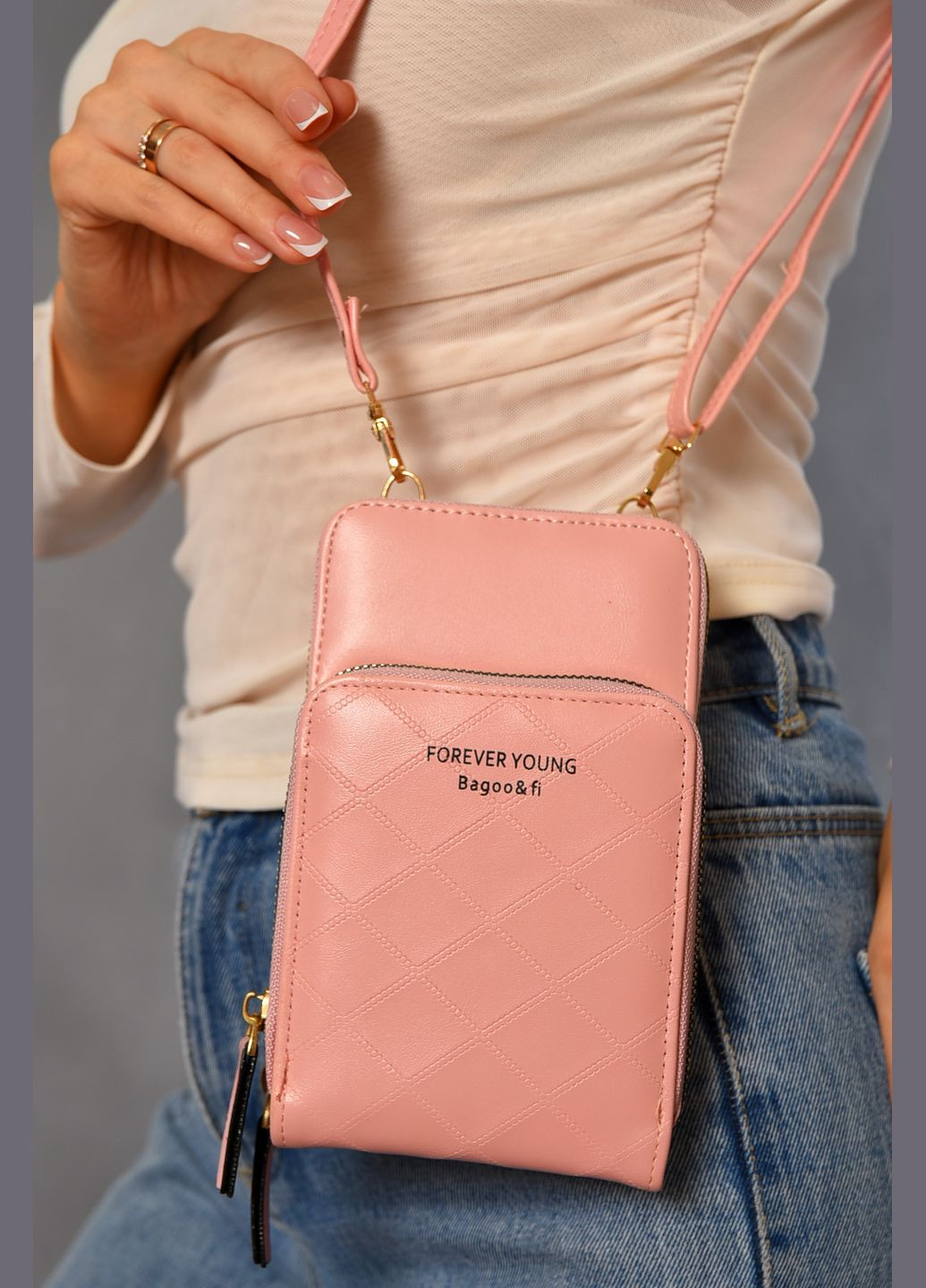 Клатч жіночий з екошкіри рожевого кольору Let's Shop (312374707)