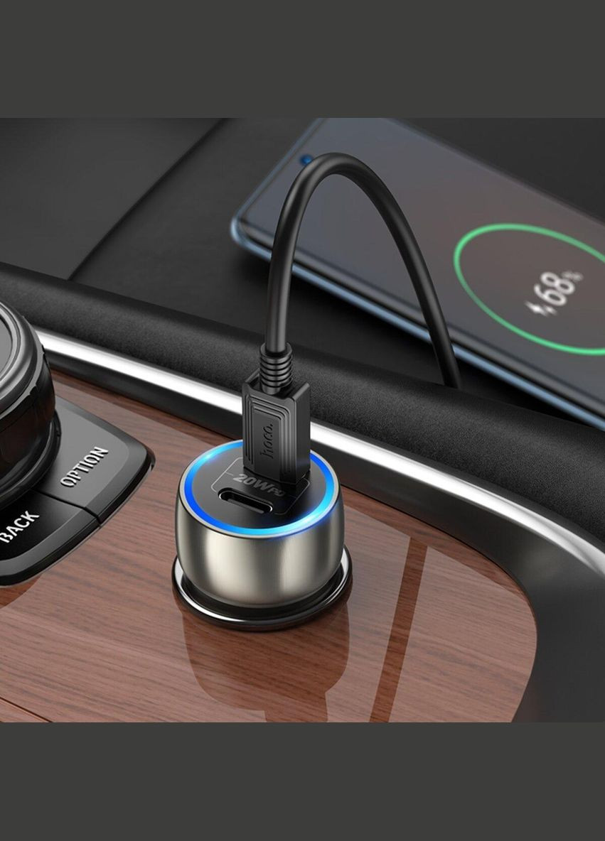 Автомобільний зарядний пристрій Z48 Tough 40W dual port(2C) car charger set(Type-C to Type-C) Metal Gray Hoco (304253868)