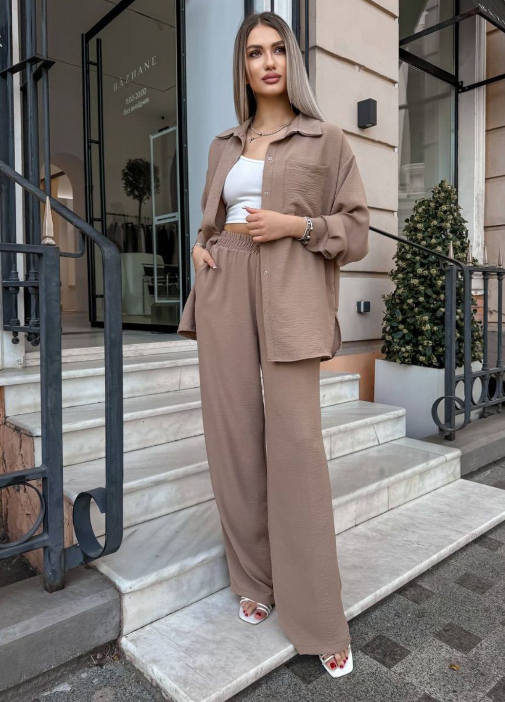 Базовый повседневный свободный костюм двойка: рубашка + штаны Україна (328392194)