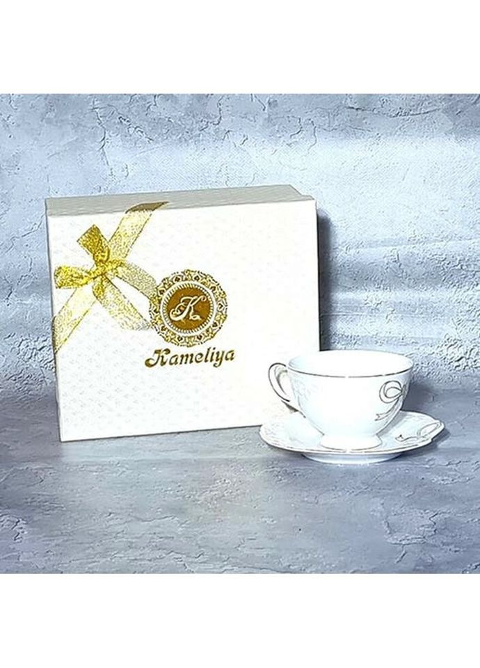 Чашка зі блюдцем Білий бант 2329 240 мл 2 предмети білий SNT (324824807)