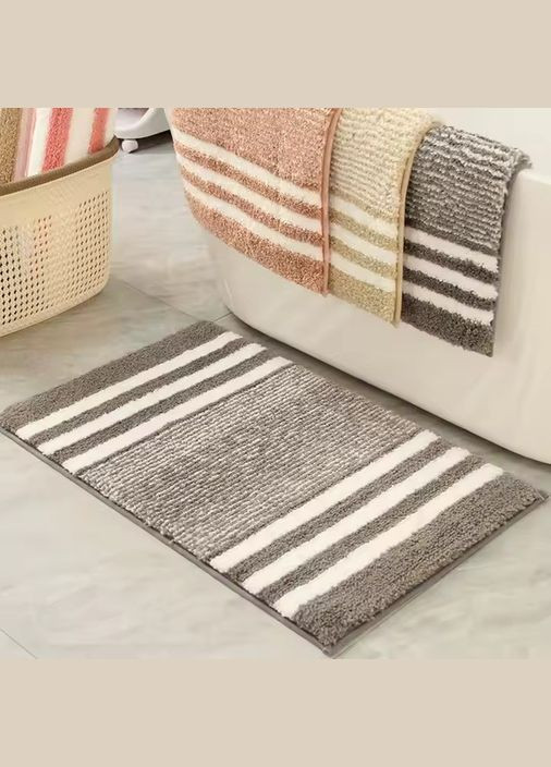 Коврик для ванной и душа коврик для ног в ванную комнату,микрофибра,атискользящий 50х80 см,в полоску No Brand (337342087)