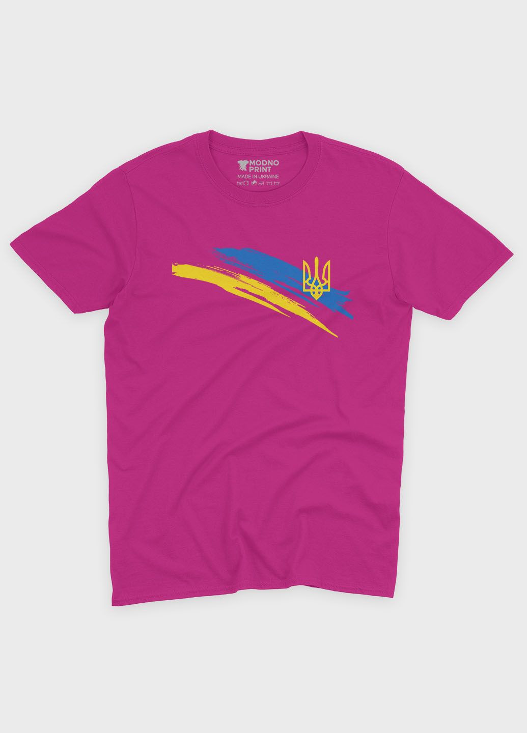 Рожева демісезонна футболка для хлопчика з патріотичним принтом гербтризуб (ts001-4-fuxj-005-1-086-b) Modno