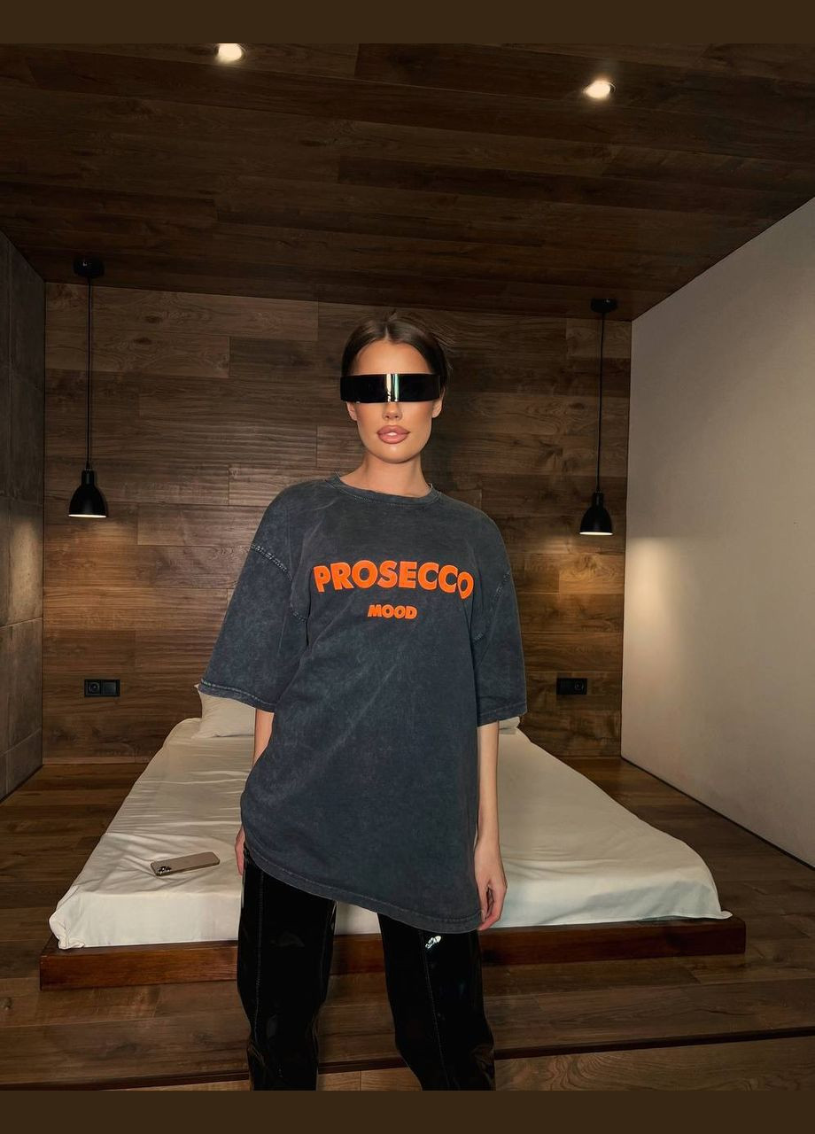 Турецкая графитовая футболка с стиле тай-дай в oversize размере No Brand 4454 - (328925738)