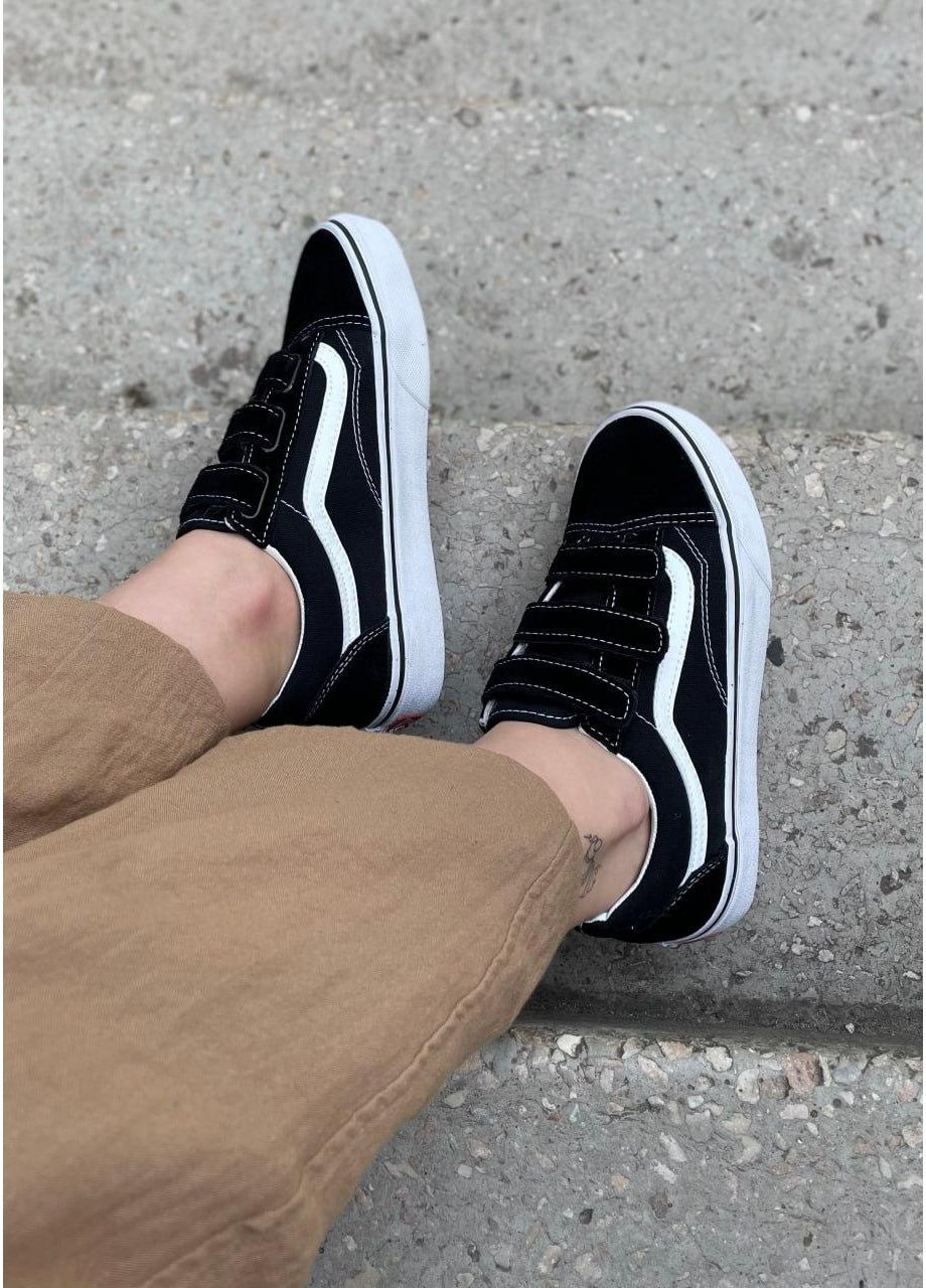 Чорні Осінні кеди чоловічі vans old skool v black white ванс олд скул No Brand