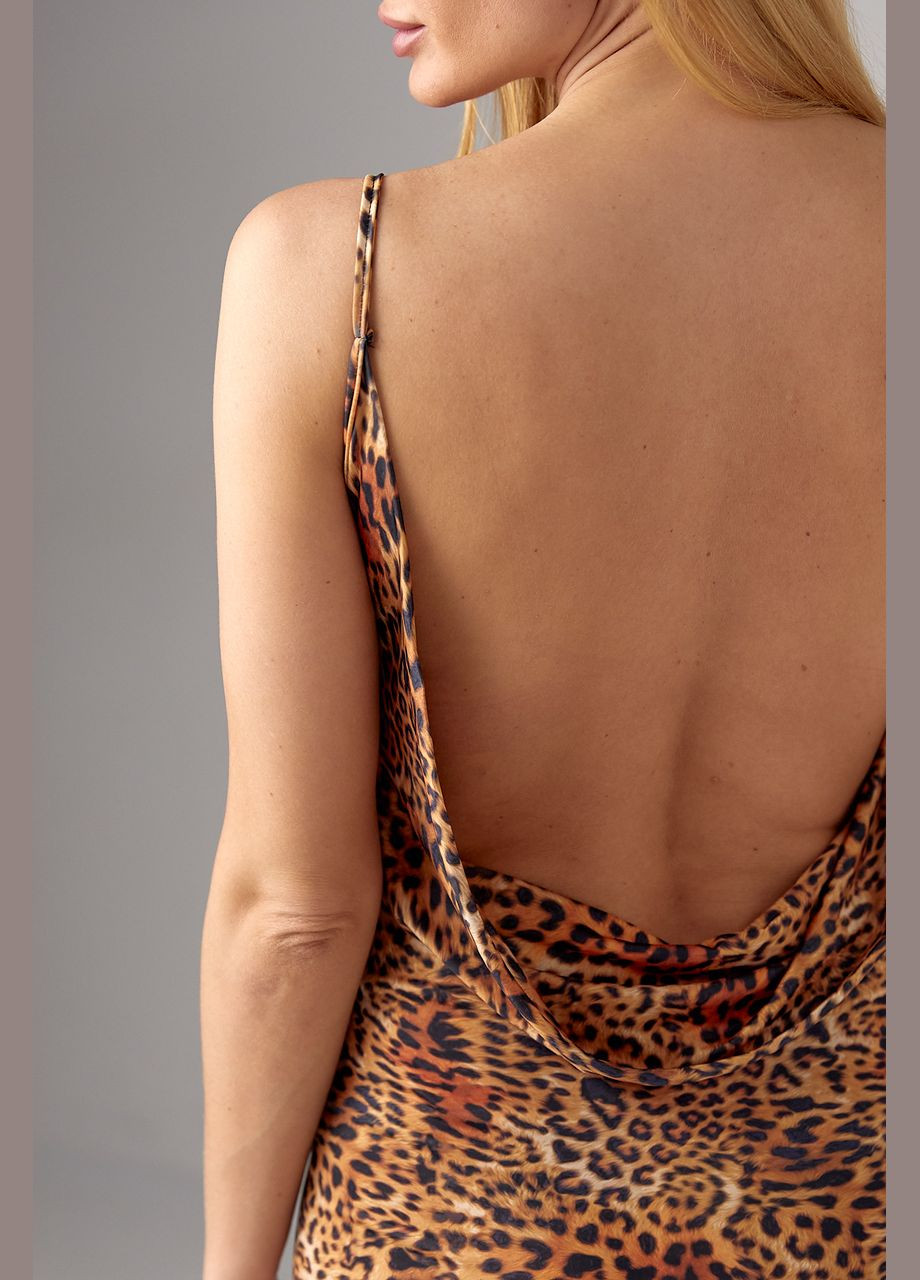 Летний женский леопардовый сарафан макси с открытой спиной Liton леопардовый