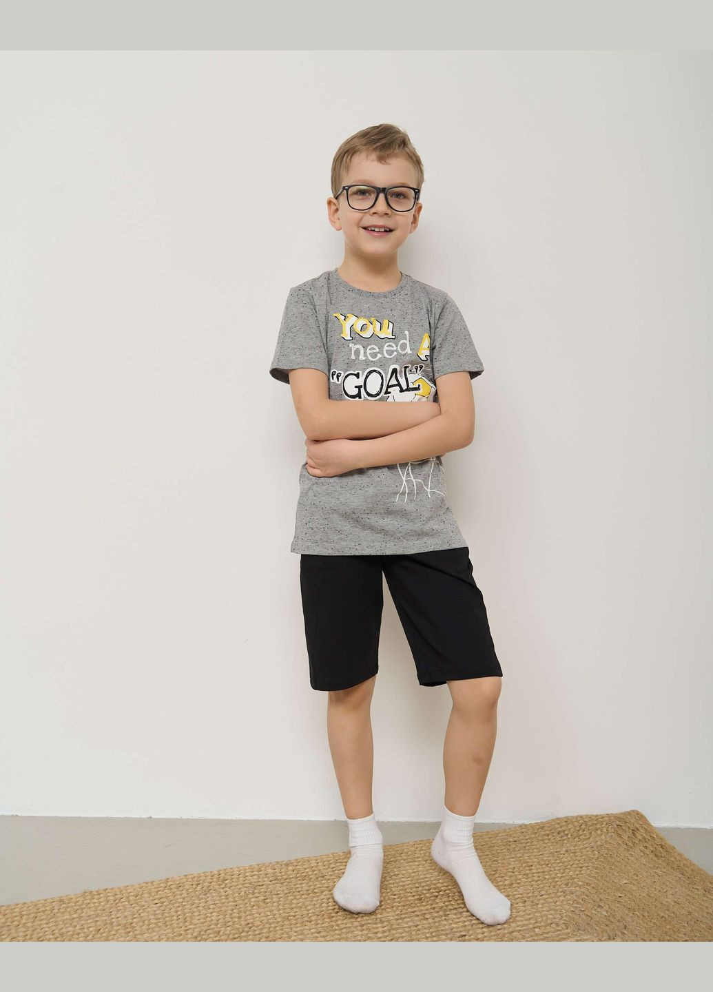 Світло-сіра комплект для хлопчика з шортами Ozkan