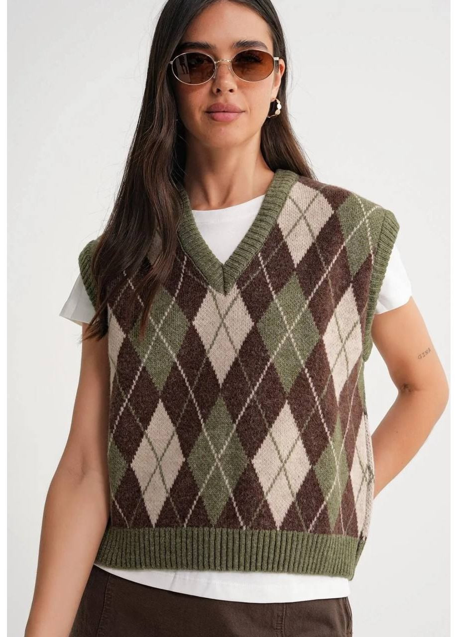 🤍 Стильная женская вязаная жилетка жаккардовая — ЗАМЕРЫ В ОПИСАНИИ GD/GL Модний простір (366439232)