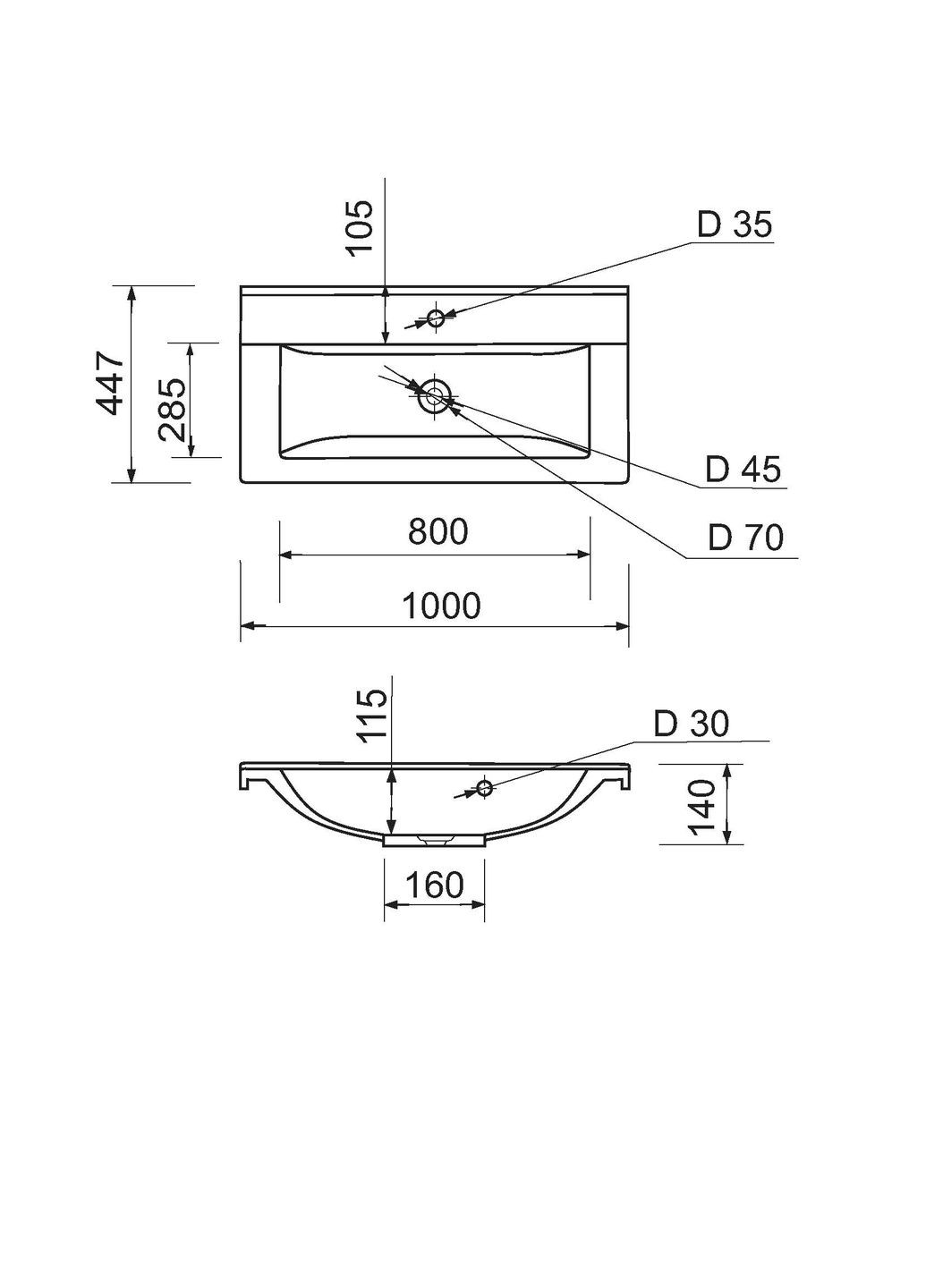 Раковина, умивальник QUANTO, штучний камінь, прямокут. Adamant (365749204)