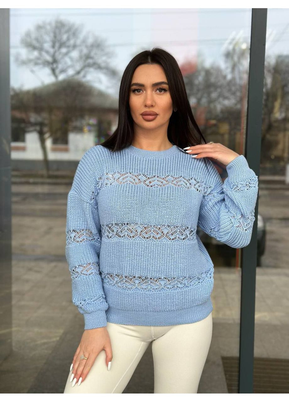 Блакитний демісезонний светр в'язаний тонкий LeVi