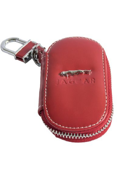 Ключница, кожаная автоключница с логотипом ЯГУАР (красная 27015) Jaguar (360949249)