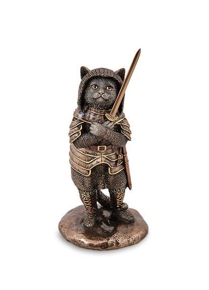 Статуэтка Сэр Пусилот кошачий рыцарь 14 см 1907214 полистоун покрытый бронзой Veronese (302238971)