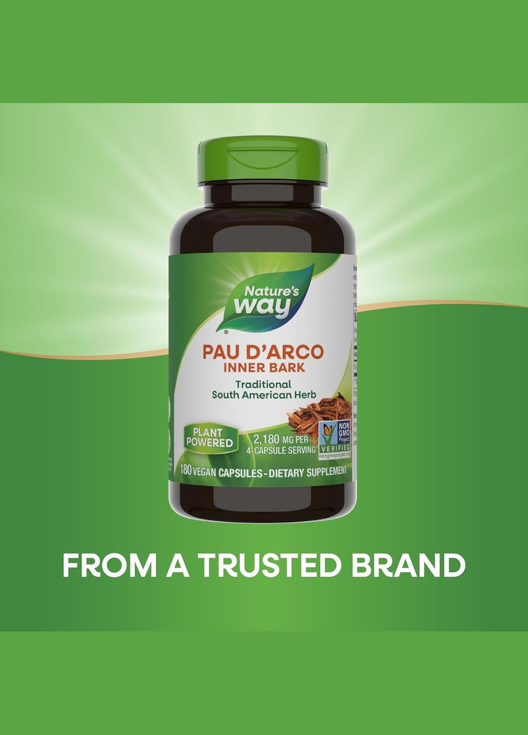 Пау Дарко Pau d'Arco Inner Bark, 2,180 mg, 180 Vegan Capsules (545 mg per Capsule) Nature's Way (317286980)