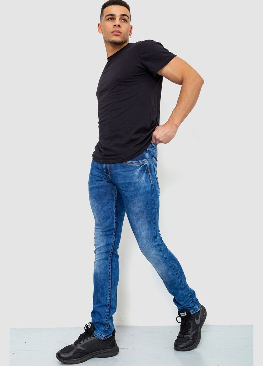 Синие демисезонные прямые джинсы мужские синие с потертостями размер 27 (sku_243r4034) Ager