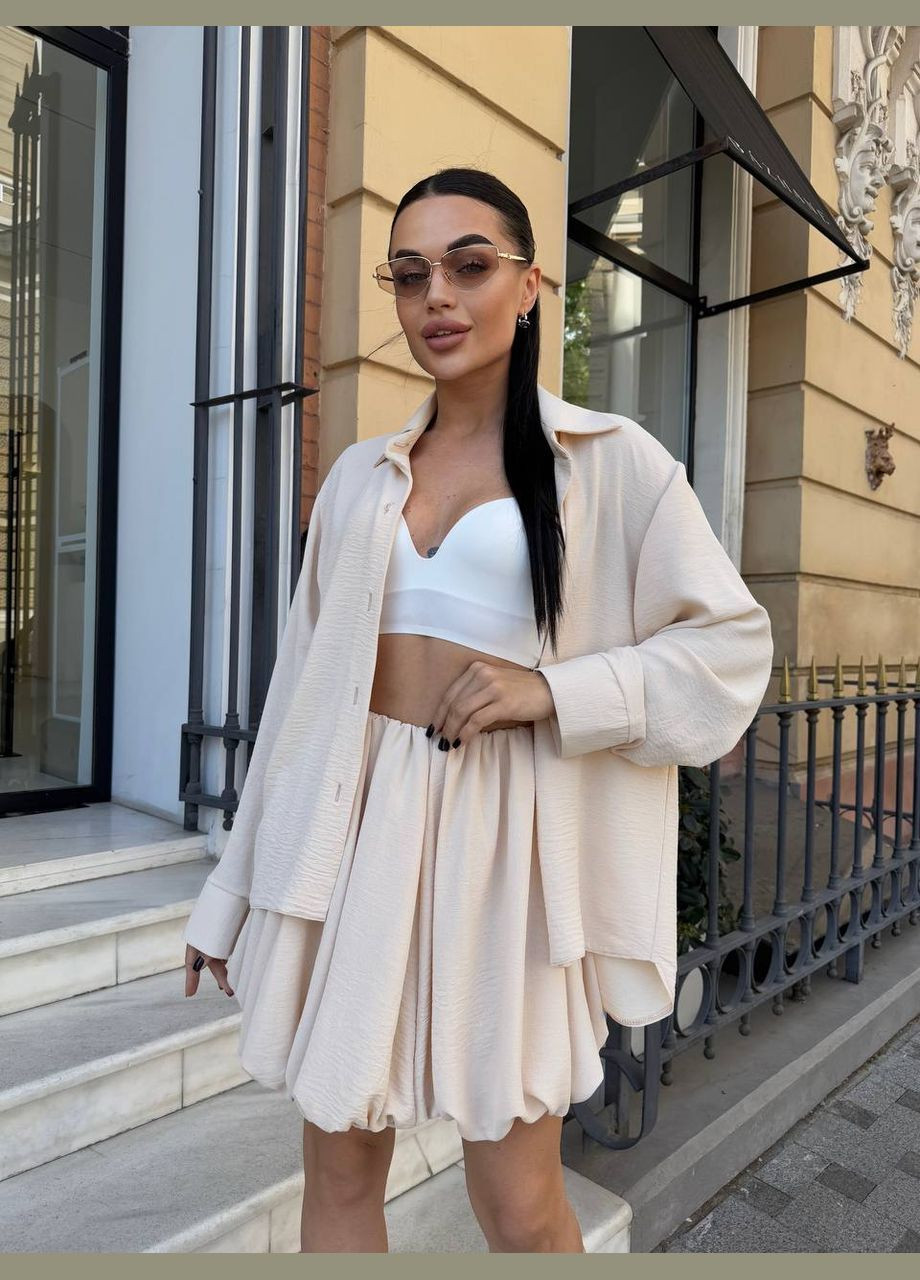 Жіночий костюм 2-ка оверсайз сорочка + спідниця No Brand Р4936-488/1 (347175999)