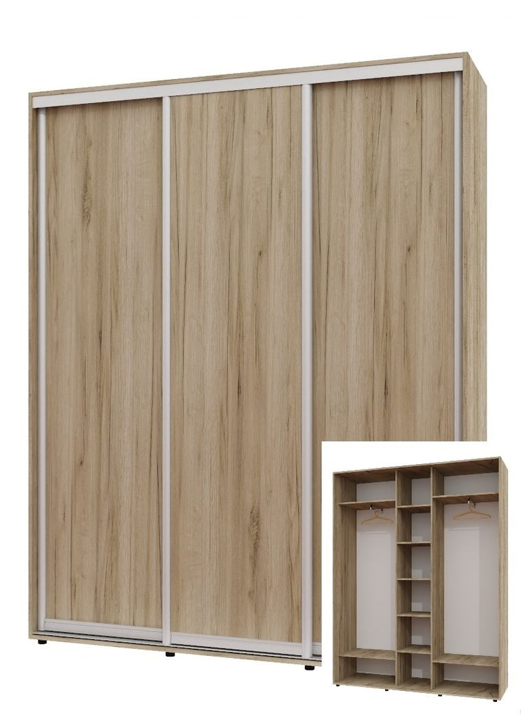 Шафа-купе тридверна 200*45*230 см Дуб крафт сірий 3 двері ДСП ШК-04 Алекса (360460664)