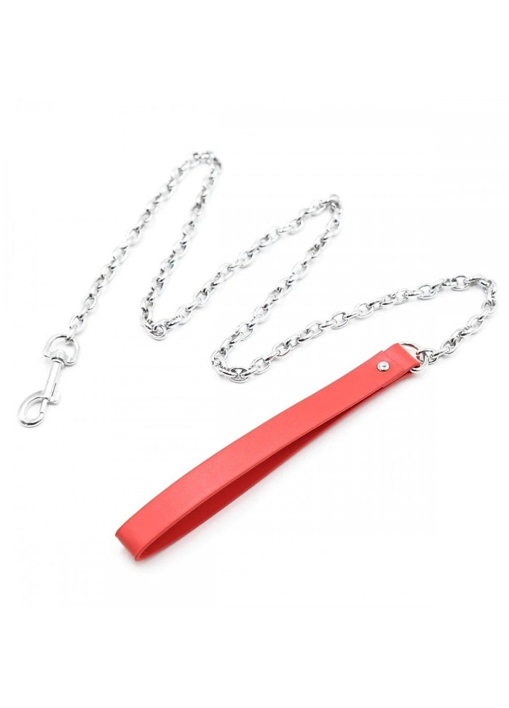 Поводок с цепочкой, красная ручка DS Fetish (292011725)