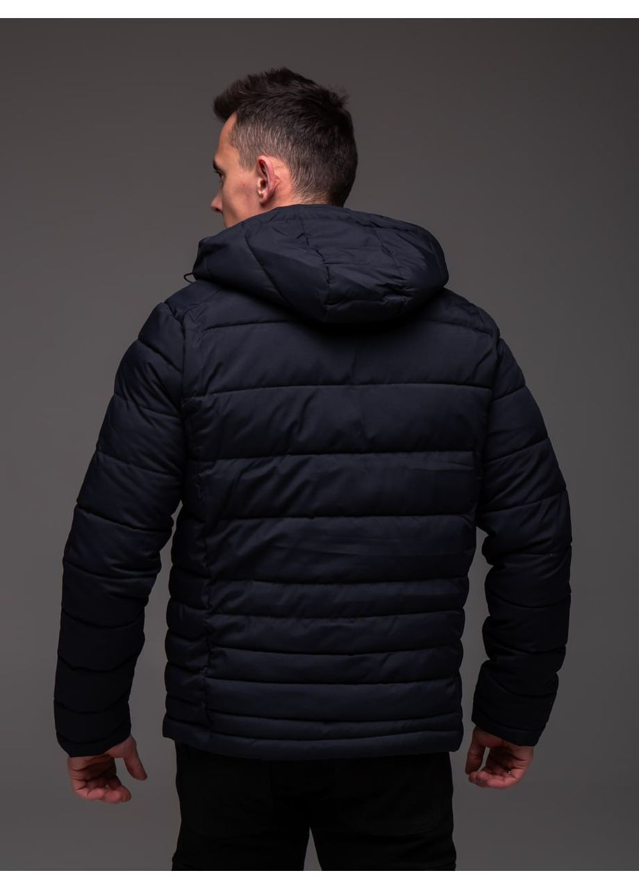 Темно-синя демісезонна утеплена куртка з капюшоном Vakko