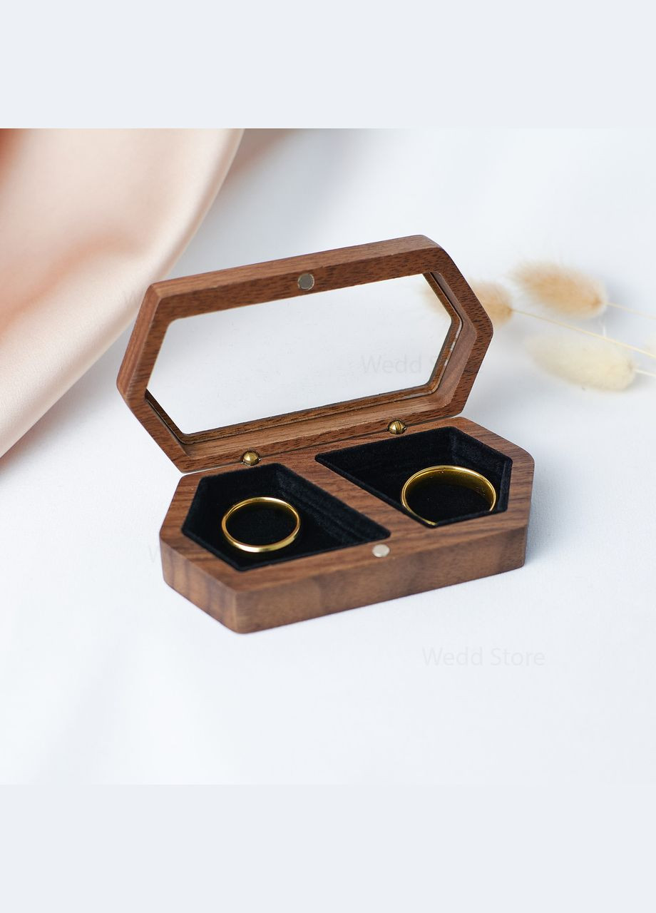 Деревянный ящик для кольца Island коробочка для двух колец, ящик для свадебных колец с прозрачной крышечкой No Brand (338436866)