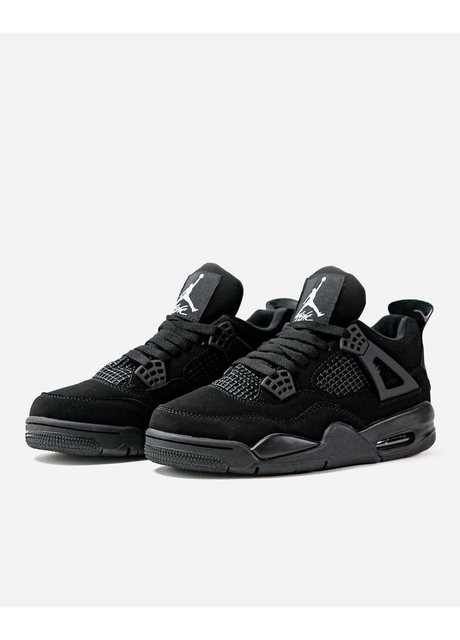 Чорні Осінні кросівки чоловічі nike air jordan retro 4 black найк аір джордан No Brand