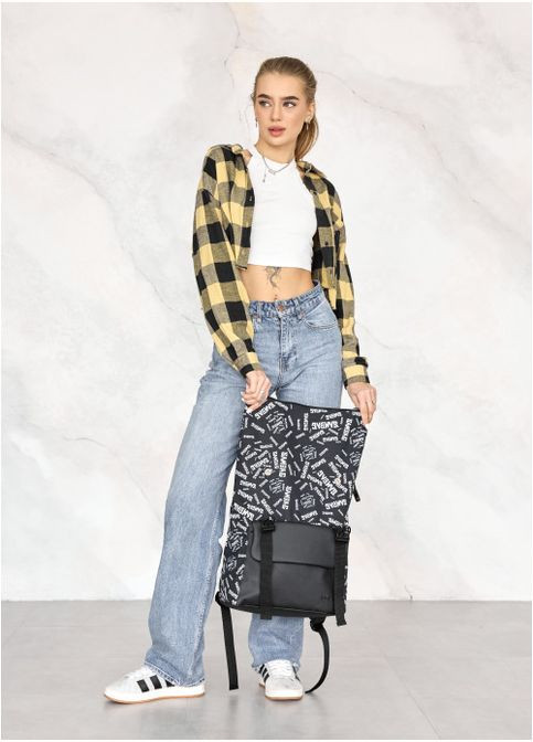 Рюкзак ролл унисекс RollTop Milton черный с клапаном Sambag (302519158)