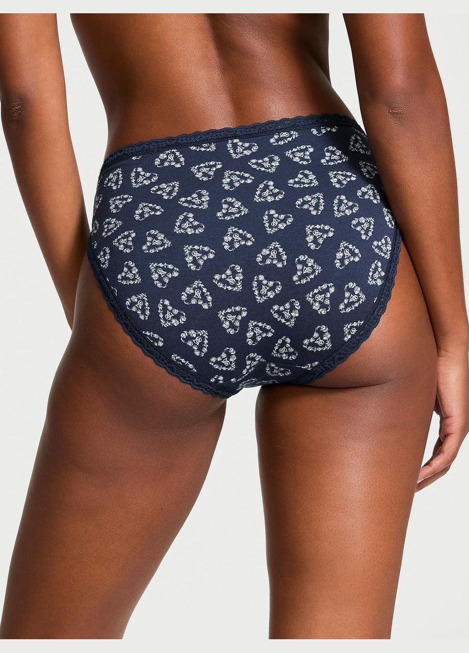 Женские трусики брифы Lace-Trim Cotton синие Victoria's Secret (322953299)