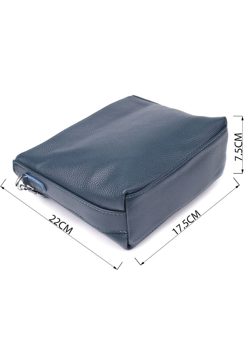 Жіноча сумка з натуральної шкіри з основним відділенням срібляста фурнітура блакитна Vintage (352167678)