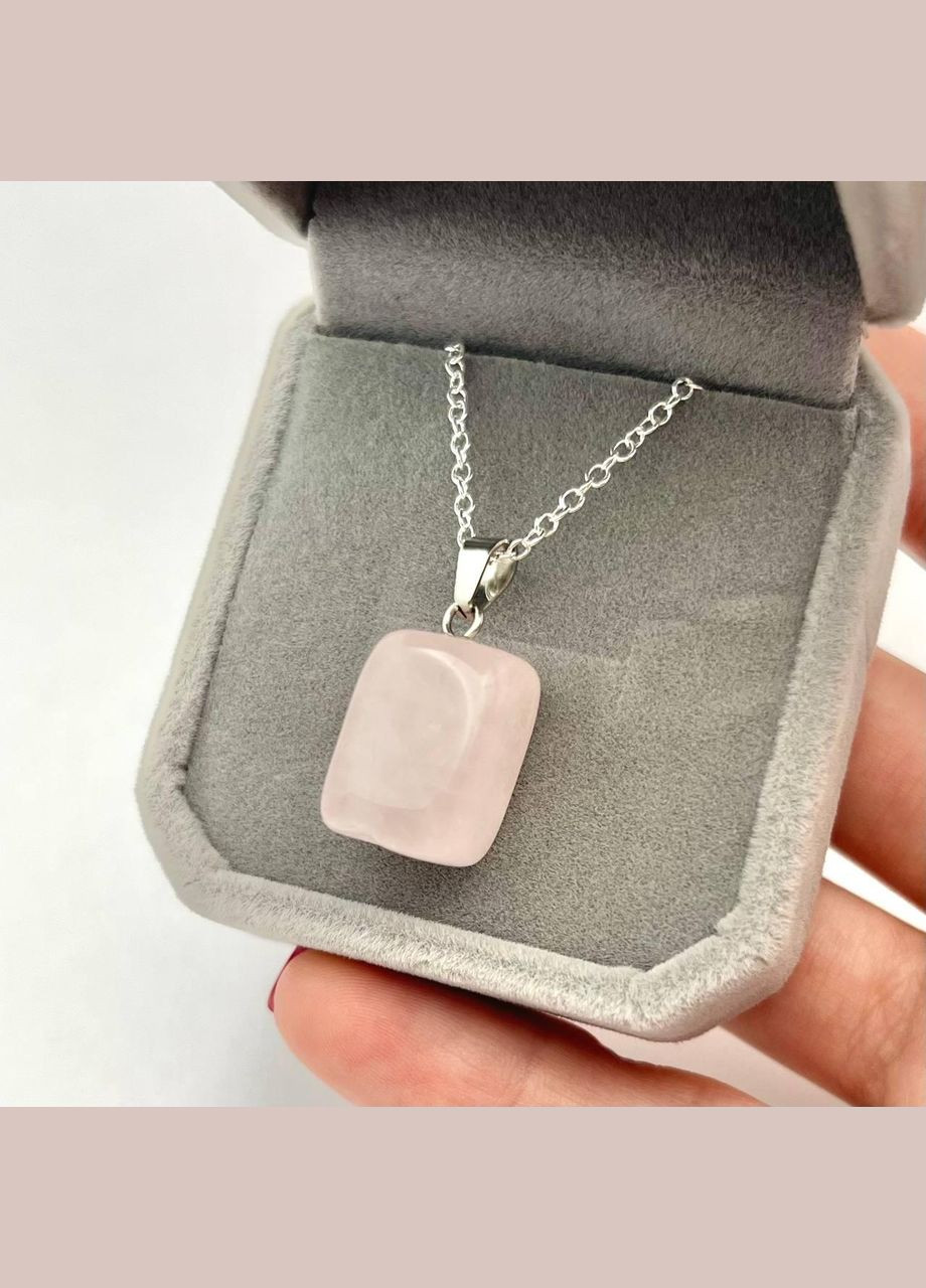 Кулон талісман з натуральним каменем Нефрит у формі "міні блок" на ланцюжку сталь у оксамитовій коробочці No Brand (331291769)