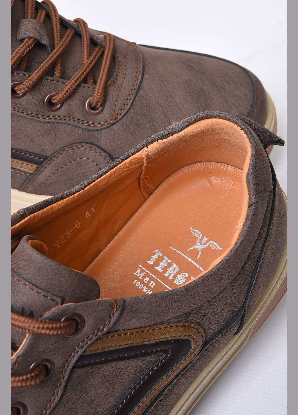 Коричневі Осінні кросівки чоловічі коричневого кольору на шнурівці Let's Shop